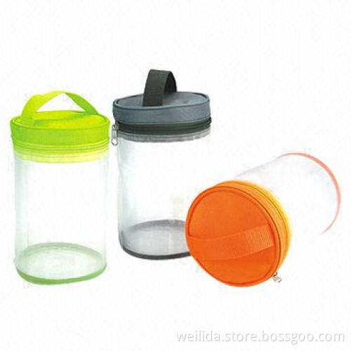 Mesh cosmetic bag, nylon mesh+210D poly bottom+transparent EVA, 20*12.5cm